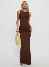 Pivotal Twist Detail Maxi Dress Brown